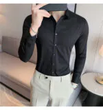 Camisa Social Elastica que Nao Amassa preta
