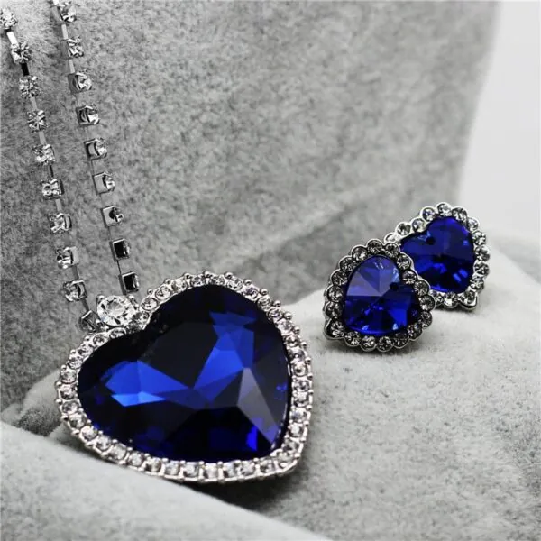 conjunto de joias femininas coracao do oceano azul 2